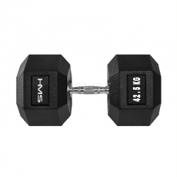 Gumowana hantla sześciokątna HEX PRO 42,5kg HMS